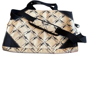 Izak Women's Beige & Black Tote Bag with Decorative Charm